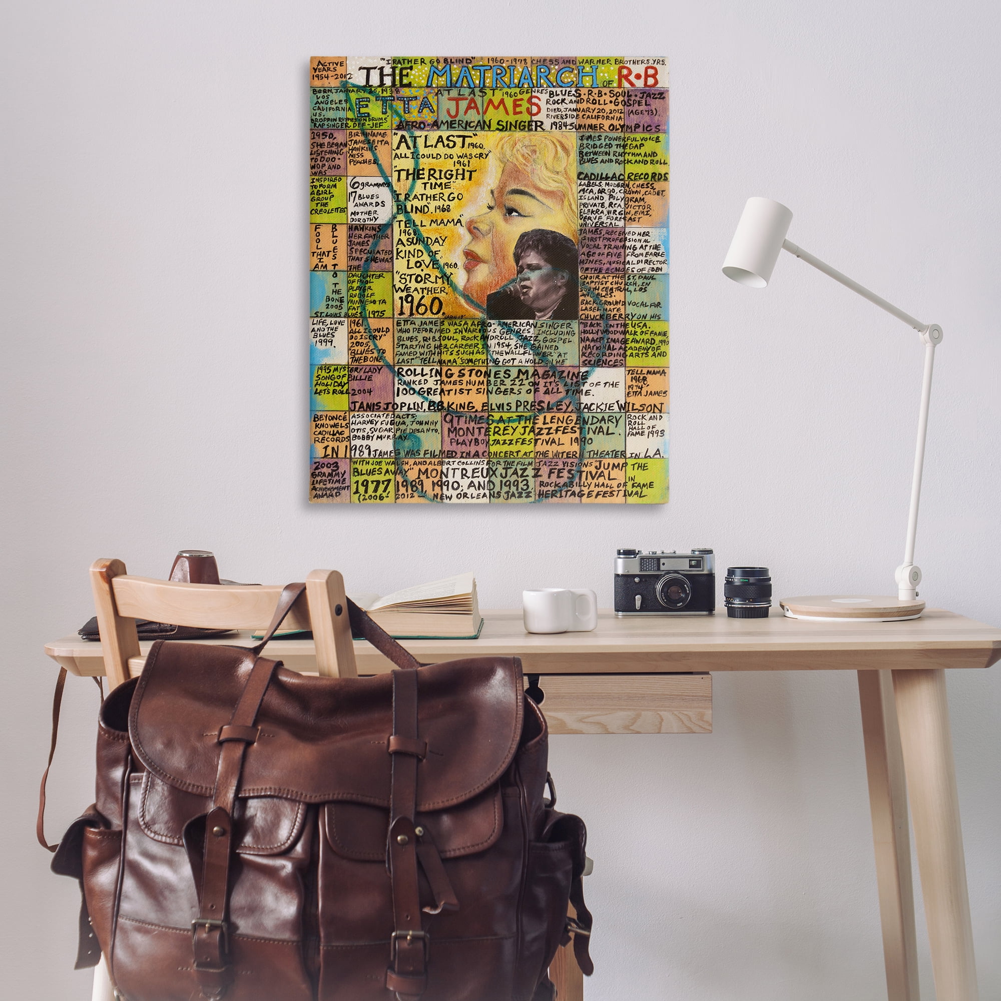 Stupell Industries Etta James Collage People Drawing Wrapped Canvas Art Print Wall Art, 36 x 48