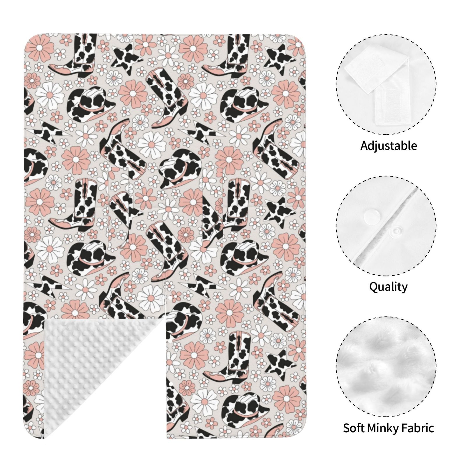 Car Seat Cover Baby - Cow Print Cowboy Hat Boots Flower Breathable Infant Car Seat Cover for Baby Carseat, Lightweight Comfort Baby Essentials Must Haves Newborn Stuff for Girl Boy