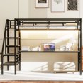 thumbnail image 3 of Noble House LED Light,Metal Loft Bed Frame with Desk, No Box Spring Needed,Twin ,Black, 3 of 9