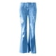 thumbnail image 3 of WILLBEST Jeans Mujer Pantalones Vaqueros Acampanados Elásticos para Mujer, de Mezclilla Desgastada a La Moda Con Estampado de Corazones, Ajuste Cómodo E Informal, Diseño Roto para Mujer. Chica, 3 of 4