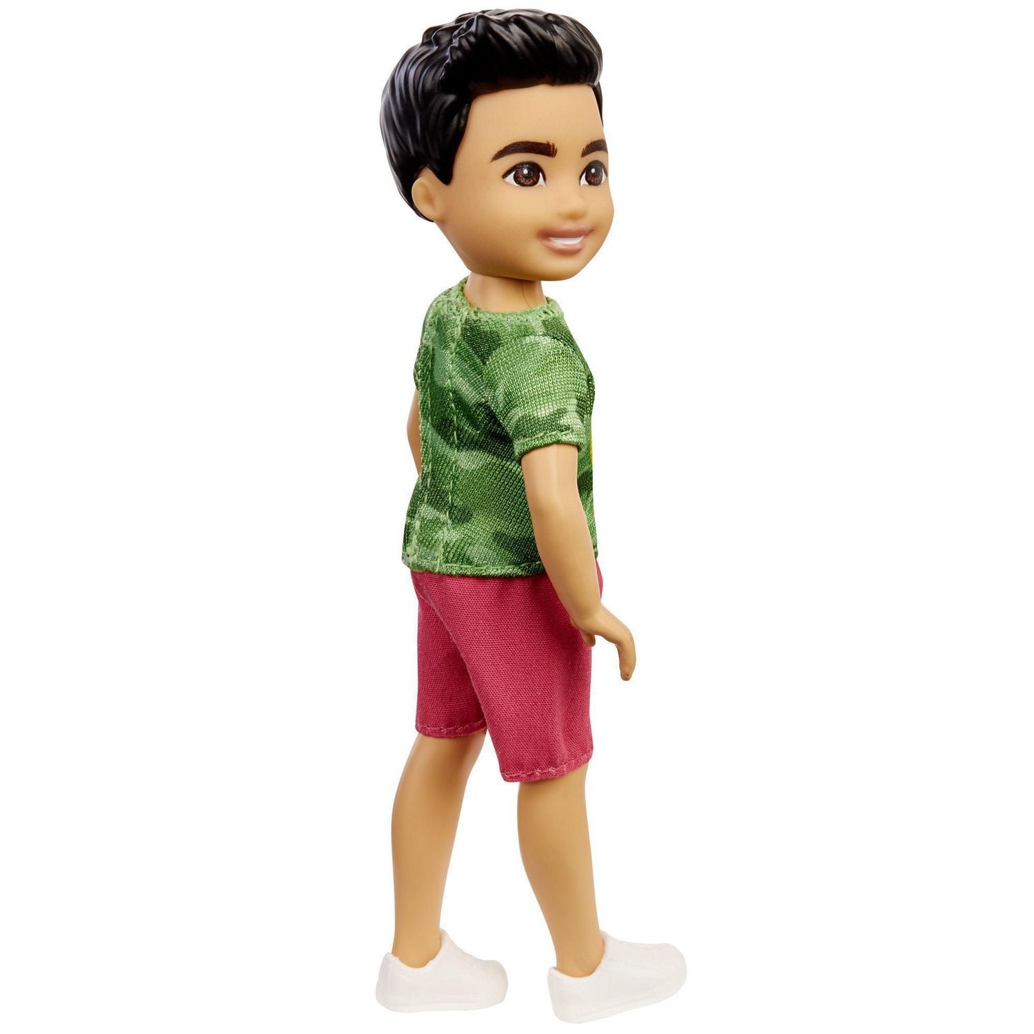 Barbie Chelsea Boy Doll (6-inch Brunette) Wearing Camo T-Shirt, Shorts and Sneakers, Gift for 3 to 7 Year Olds