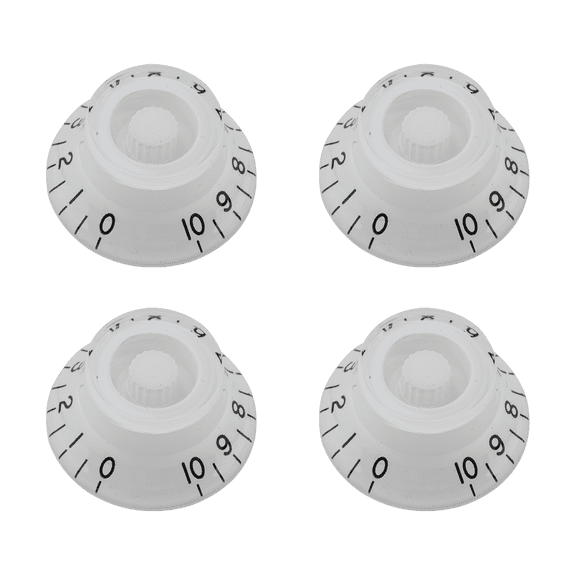 LOOKSEVEN 4 PCS Left Handed Top Hat Guitar Speed Control Knobs–Volume Tone SG Les Paul-White with Black Number