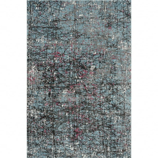 homeroots home decor 395762 5’ x 8’ Blue Chaotic Strokes Area Rug