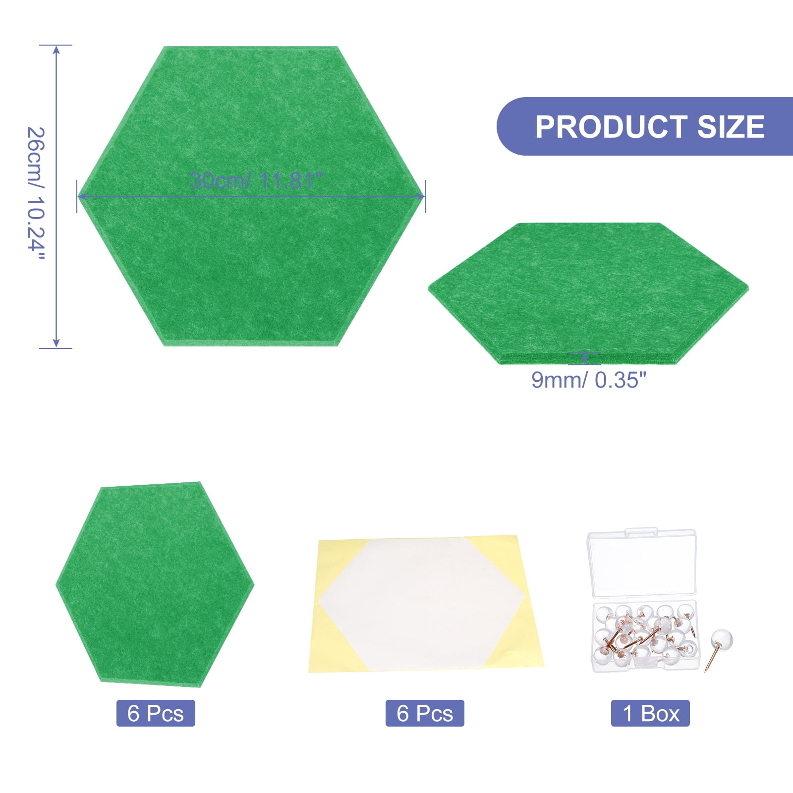 Hexagon Acoustic Panels B1 Fireproof Soundproof Foam Panels with 30 Push Pins(Emerald Green)