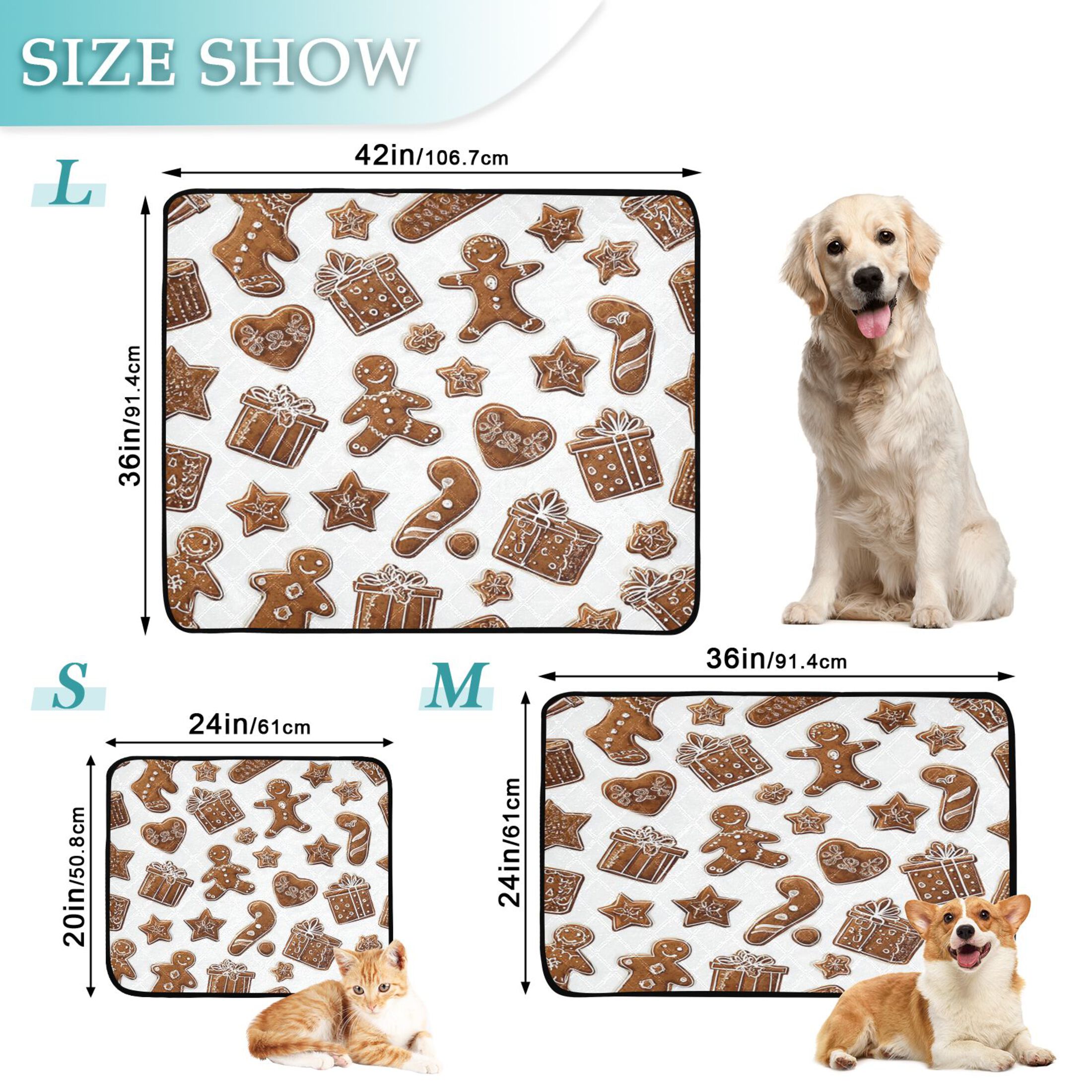 IAUYY Washable Pee Pads for Dogs Smallx3 Absorbent and Leak-Proof Non-Slip Reusable Puppy Pee Pads for Dogs Applicable to Playpen Potty Crate Gingerbread Frosting