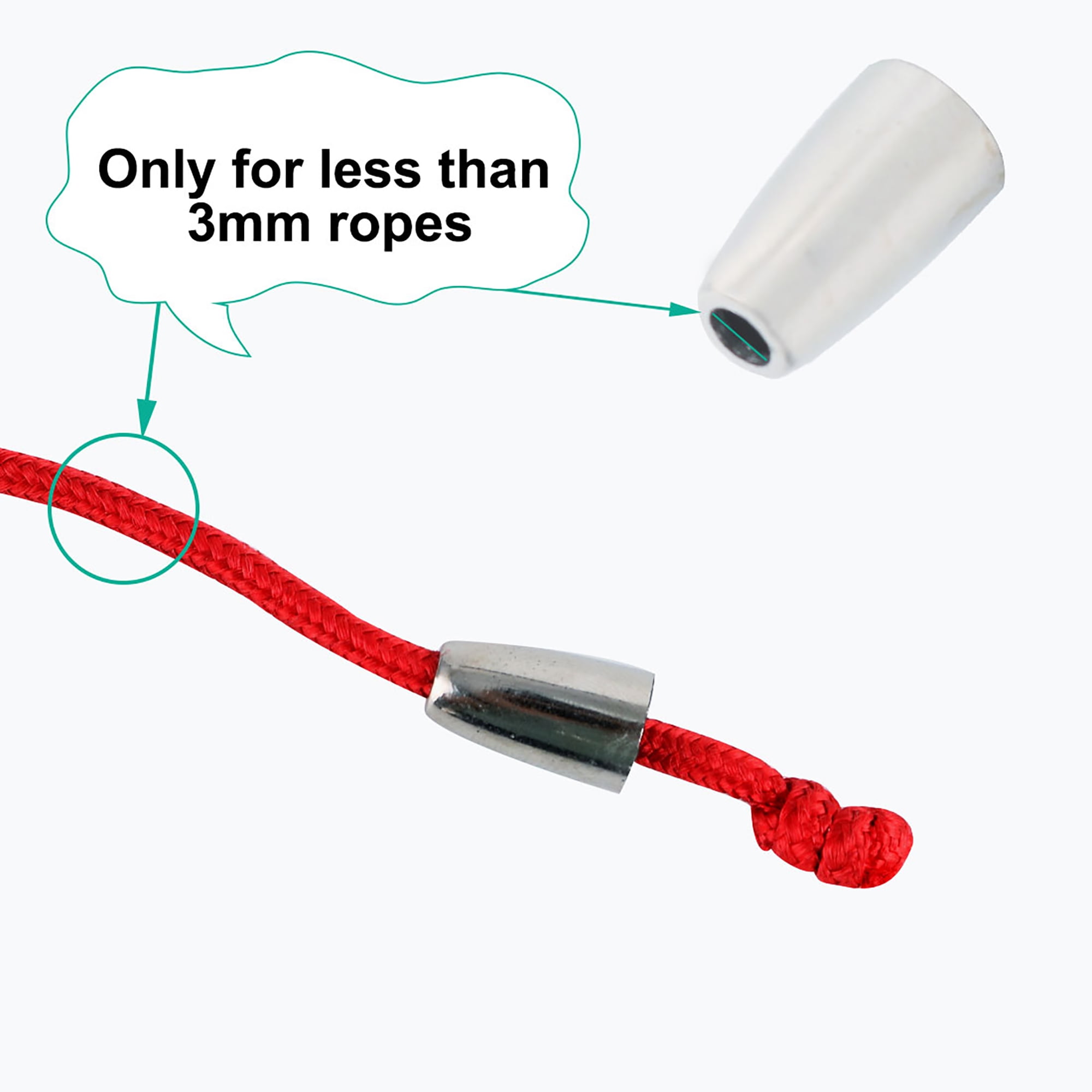 50pcs Silver Tone Bell Shape End Stopper Buckle Plastic Cord Lock Rope