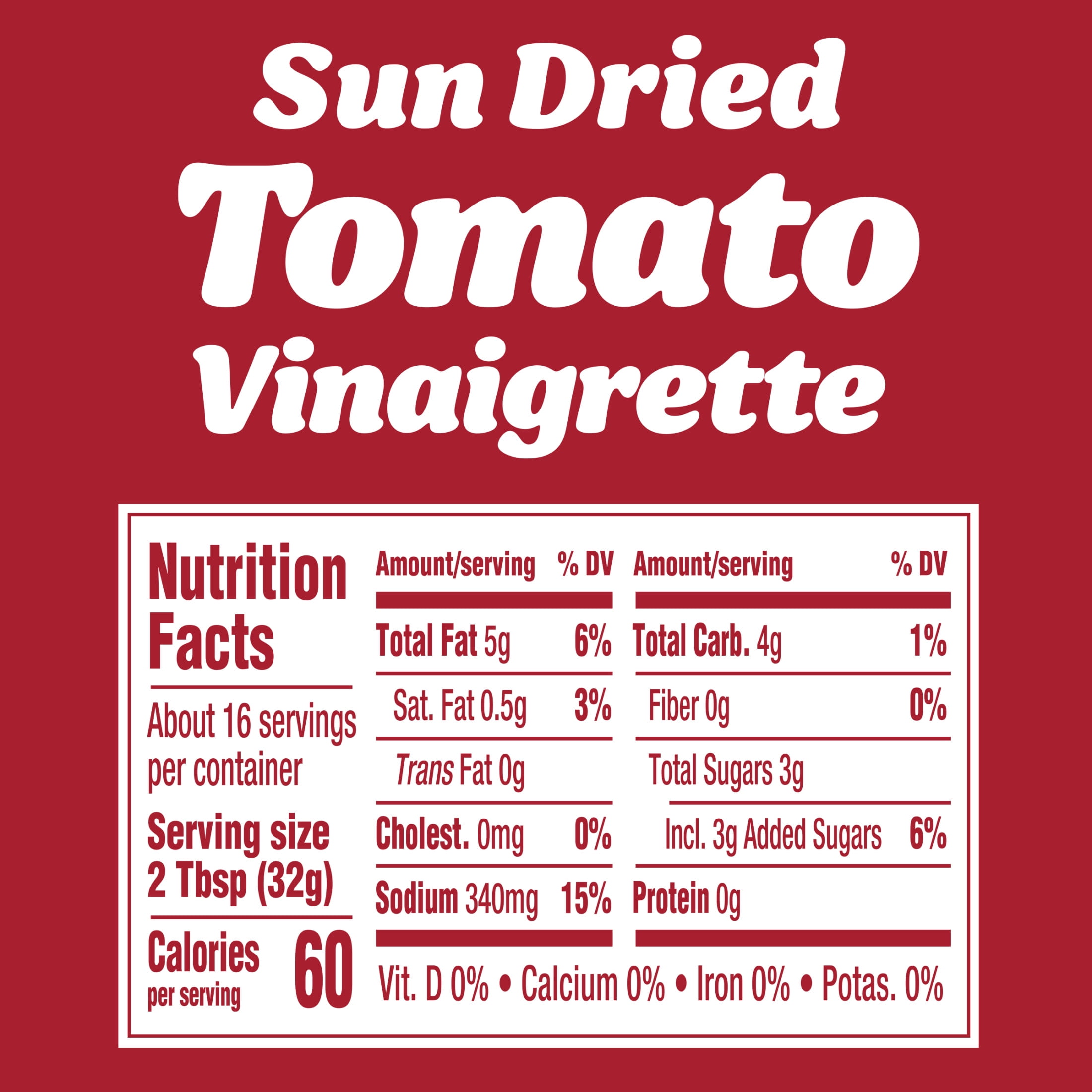 (6 pack) Kraft Sun Dried Tomato Vinaigrette, 16 fl oz Bottle