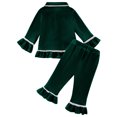 thumbnail image 4 of GYRATEDREAM 0-5 Years Toddler Baby Girl Two Piece Pajamas Set Long Sleeve Ruffle Button Down Satin Pajamas Top Pants Sleepwear Clothes, 4 of 10