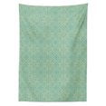 thumbnail image 2 of Damask Tablecloth, Abstract Intricate Modernized Antique Inspired Print in Muted Pastel Tones, Rectangle Satin Table Cover for Dining Room and Kitchen, 52" X 70", Pale Teal and Cream, by Ambesonne, 2 of 2