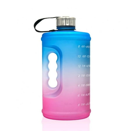 

2.2L Gradient Color Flip Top Water Bottle with Handle Leakproof BPA Free Water Bottle with Motivational Time Marker for Fitness Gym and Outdoor Sports Travel