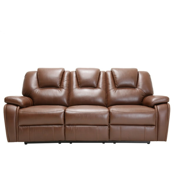 40" Contemporary Brown Leather Power Reclining Sofa