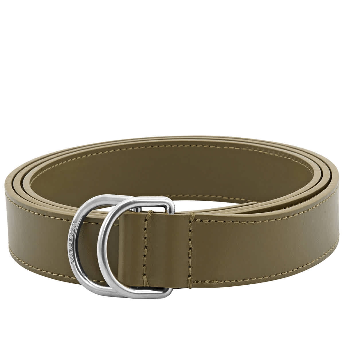 Burberry Double D-ring Leather Belt In Military Green, Brand Size 100 CM -  