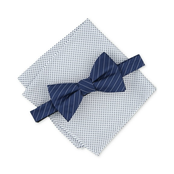 Alfani Mens Regular fit Bow Tie Necktie One Size Blue Ozark Striped