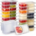 thumbnail image 1 of 20 Pack Leakproof 2-Compartment Snack Containers with Lids – BPA-Free Meal Prep Sauce Cups for Kids & Adults – Stackable, Reusable Food Storage, 1 of 6