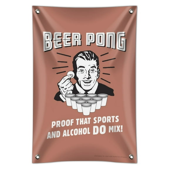 Beer Pong Proof That Sports and Alcohol Do Mix Funny Humor Retro Home Business Office Sign