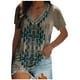thumbnail image 1 of Camiseta casual para mujer Retro Folk-custom Impreso con cuello en V Manga corta Jersey Blusa Tops Fridja bn4719, 1 of 1