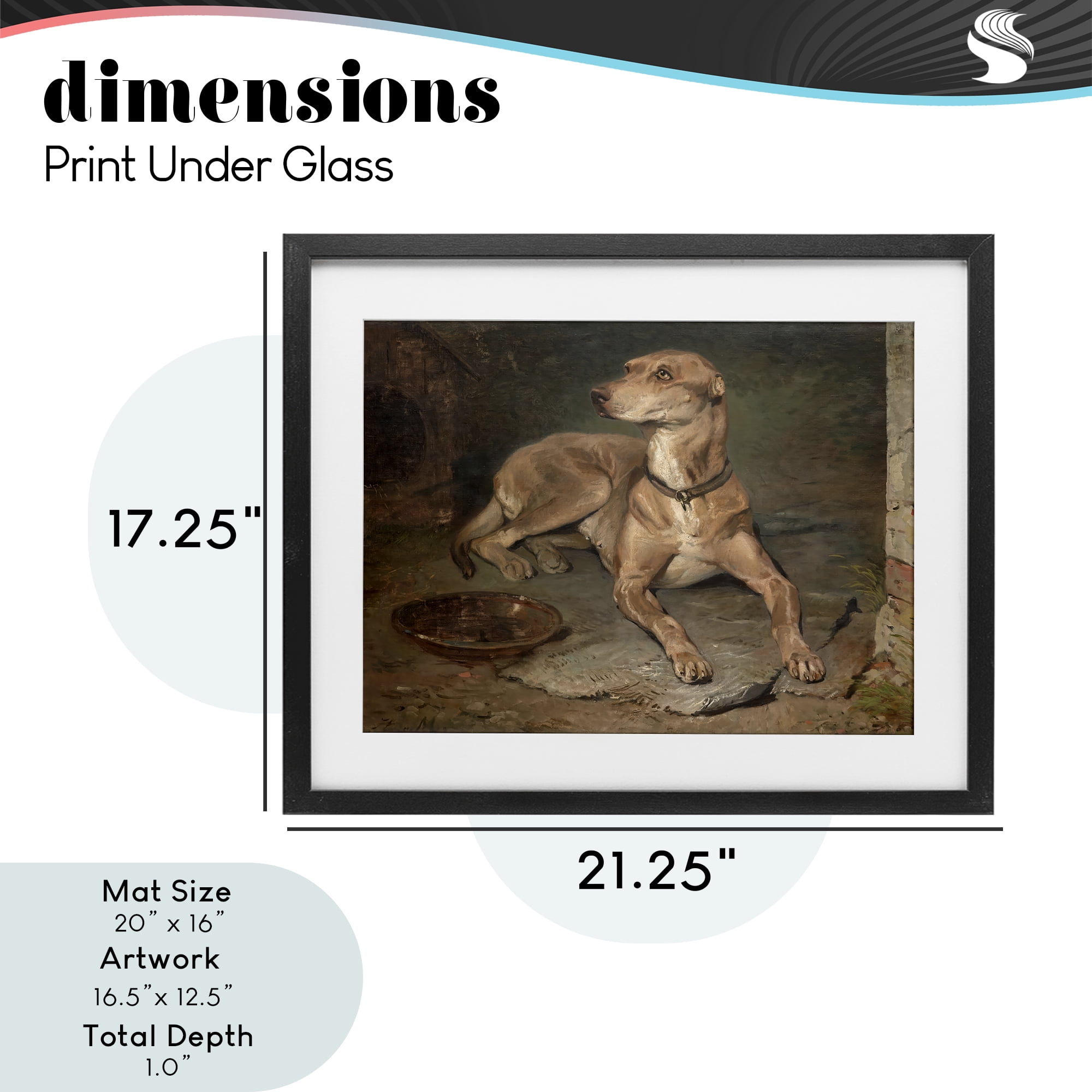 Stupell Industries Historical Dog & Bowl Black Framed Print Under Glass, design by Lil' Rue