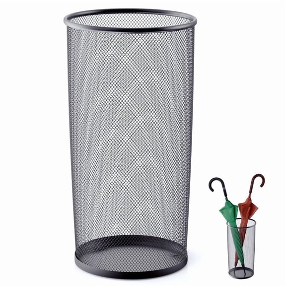 Active Mind Ltd 10x20 Inch Metal Umbrella Stand, Heavy-Duty Free-Standing Organizer for Entryway, Walking Canes & Wrapping Paper Storage, Rust-Proof Black Steel Design for Home & Office