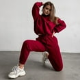 thumbnail image 3 of 2 Pcs/Set Women Top Pants Set Stand Collar Long Sleeve Elastic Cuff Sweatshirt Drawstring Stretchy High Waist Ankle-banded Trousers Sport Fitness Tracksuit, 3 of 7