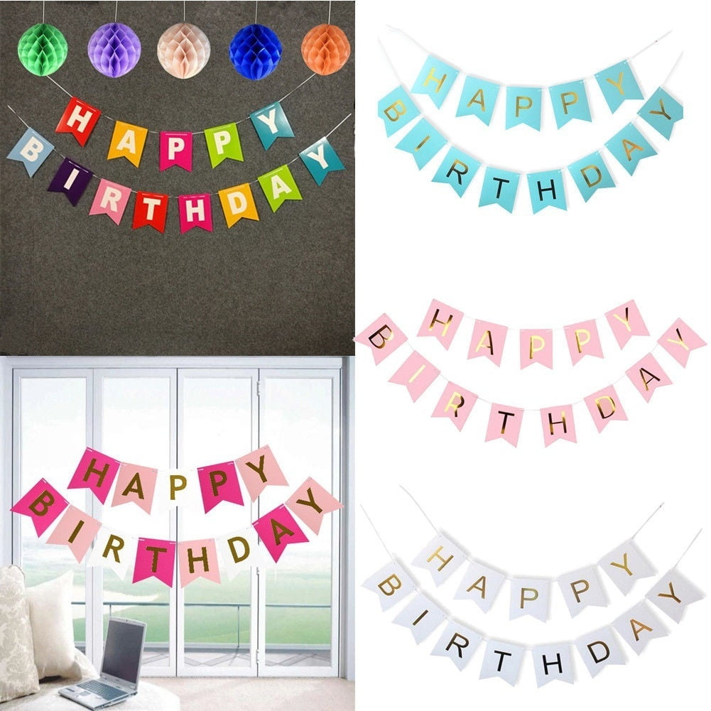 Happy Birthday Bunting Banner Lockdown Party Banners Decoration Hanging Letters 