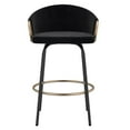 thumbnail image 4 of Contemporary Velvet and Metal 26" Counter Stool Set of 2 Black and Gold, 4 of 5