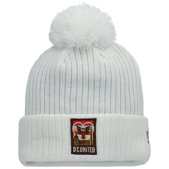 Men's New Era White D.C. United Jersey Hook Cuff Knit Hat with Pom
