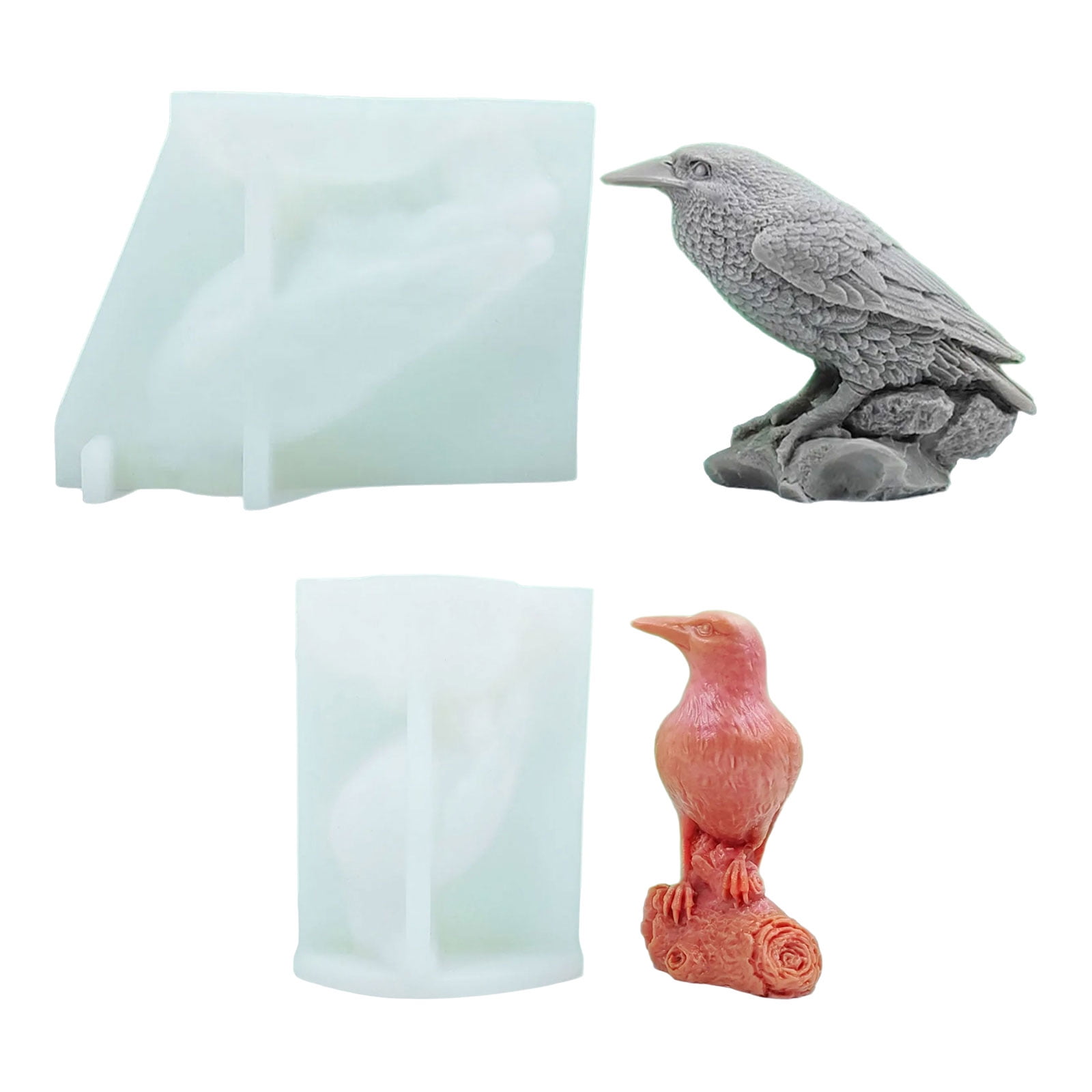 BELOWSYALER Halloween Silicone Moulds 3D Crow Candle Molds Scented Candle Molds Craft Castings Molds Halloween Decorations