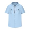 thumbnail image 4 of pstuiky camisetas de hombre, Blusa informal de manga corta con capucha, botones y bolsillo con cordón de color sólido para hombre. camisas casuales para hombre xxl, 4 of 6
