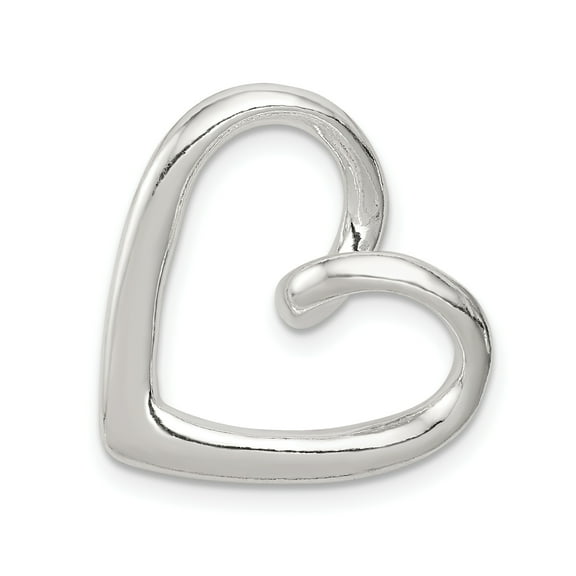 925 Sterling Silver Solid No bail Polished Love Heart Slide Measures 21x20mm Wide - Pendant Necklace for Women
