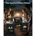 thumbnail image 2 of KFFKFF Foldable Camping Table, Portable Camping Kitchen Table Outdoor, Aluminum Portable Cook Station with 3 Storage Cupboard, Carrying Bag, Detachable Windscreen, Quick Set-up, 2 of 9