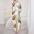 thumbnail image 3 of KLL A Bee Print Women's Long Sleeve Pajamas with Pants Sleepwear Loungewear 2 Set-Small, 3 of 8