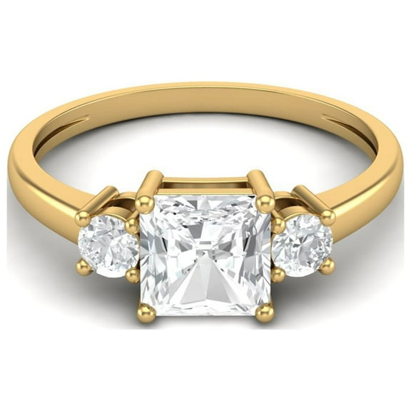 Mooneye 1.50 Ctw Square Moissanite 925 Sterling Silver Gold Vermeil Women Valentines Day Gift Ring