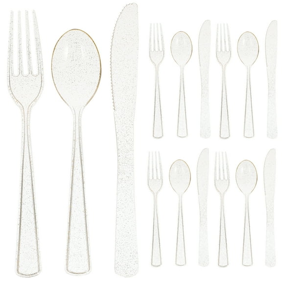 HEMOTON PP Plastic Serving Utensils Set Transparent Reusable Cutlery for Home Lightweight and Portable 12 Sets