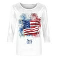 thumbnail image 5 of UVEASISHA Patriotic Shirts for Women Crew Neck 3/4 Sleeve Novelty Print Graphic Tees Mid-Length Casual Beach Tops White XL, 5 of 5