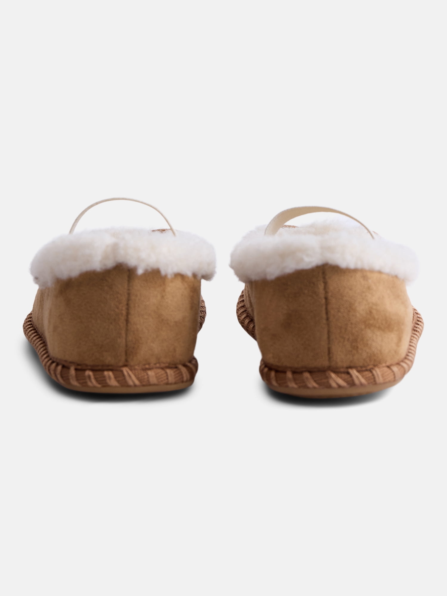 Wonder Nation Toddler Girls Faux Suede Whipstitch Ballet Shoes