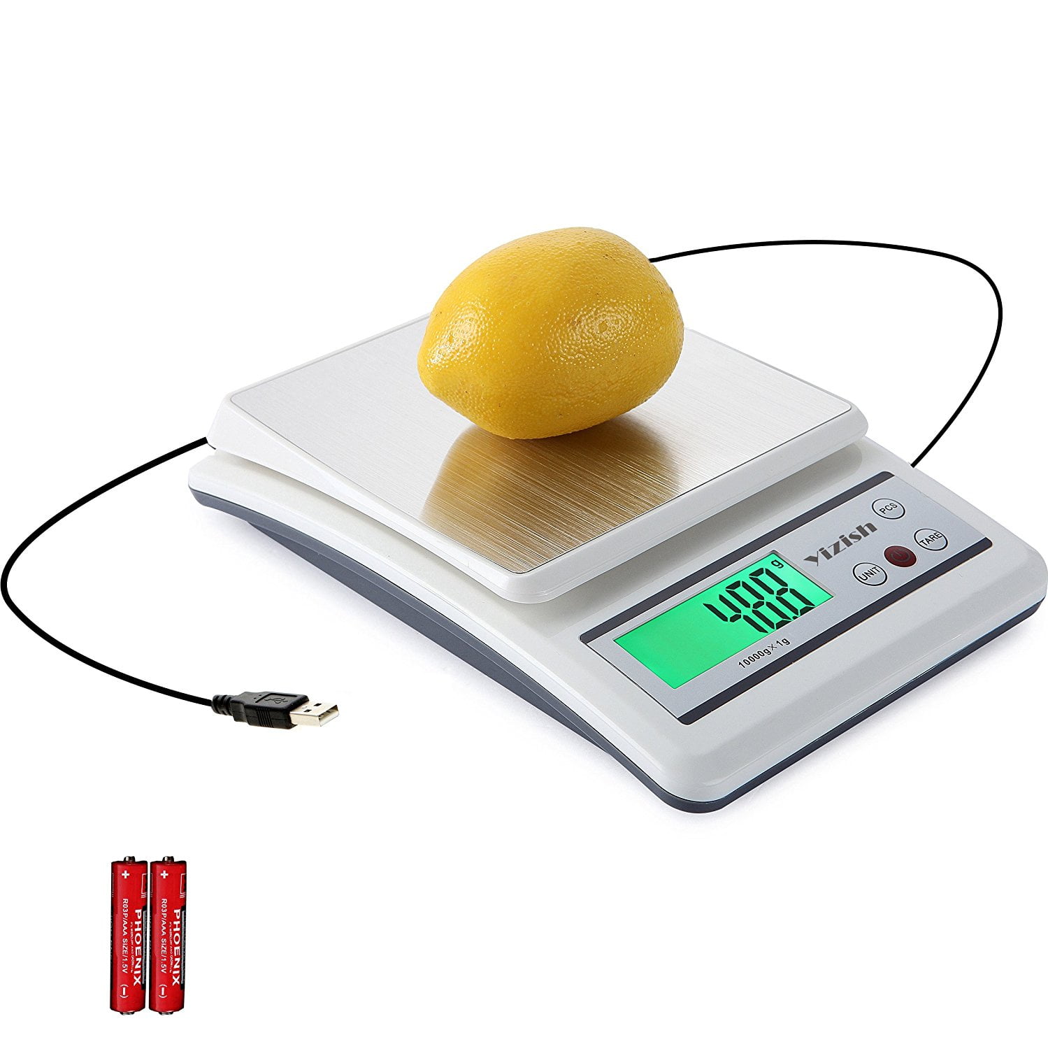 Digital Kitchen Scale (USB Cable + Batteries Powering), 10Kg / 1g