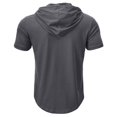 thumbnail image 3 of Defitshape Men's Cotton Hooded Tshirt Summer Top Cool T Shirt Soft Short Sleeve Hoodie Fashion Casual Henley Shirt with Hood Slim Fit Tee Dark Grey Small, 3 of 5