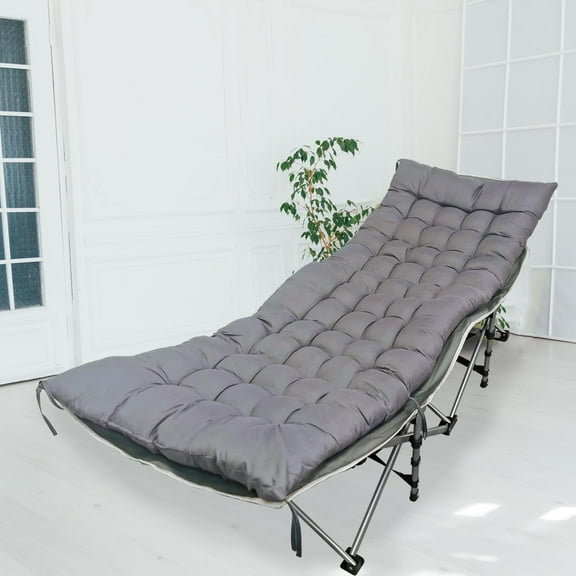 EVGTTI Portable Camping Cot, Extra Wide with Thick Mattress,Folding Bed Cot with Side Pocket,Folding Cot for Outdoor Camping/Office, Home Nap (Grey)