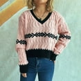 thumbnail image 7 of absuyy Cable Knit Sweaters for Women Vintage Fall Winter Sweaters V-Neck Warm Long Sleeve Tops, 7 of 7