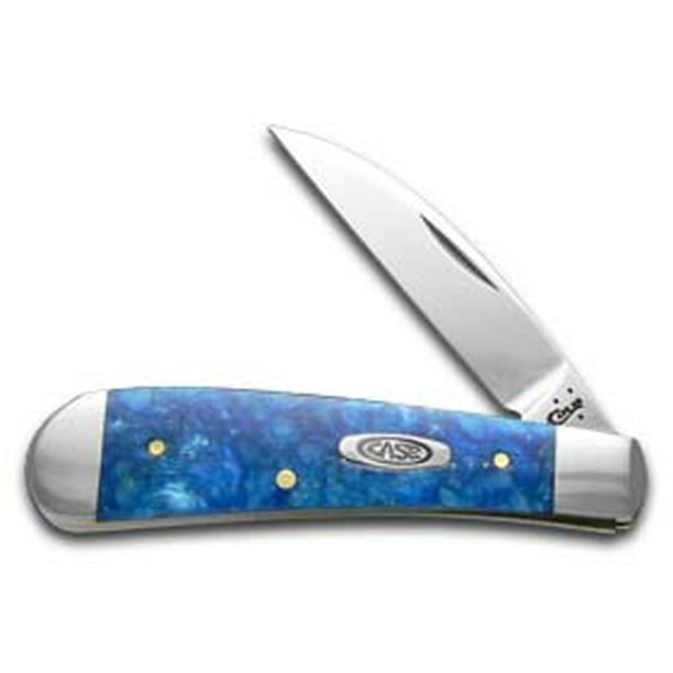 Case xx Blue Sparkle Kirinite Sway Back Gent Stainless Pocket Knife