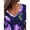 thumbnail image 3 of ORQ Women Casaul T-Shirt V Neck Short Sleeve Floral Print Casual Blouse Tops, 3 of 4