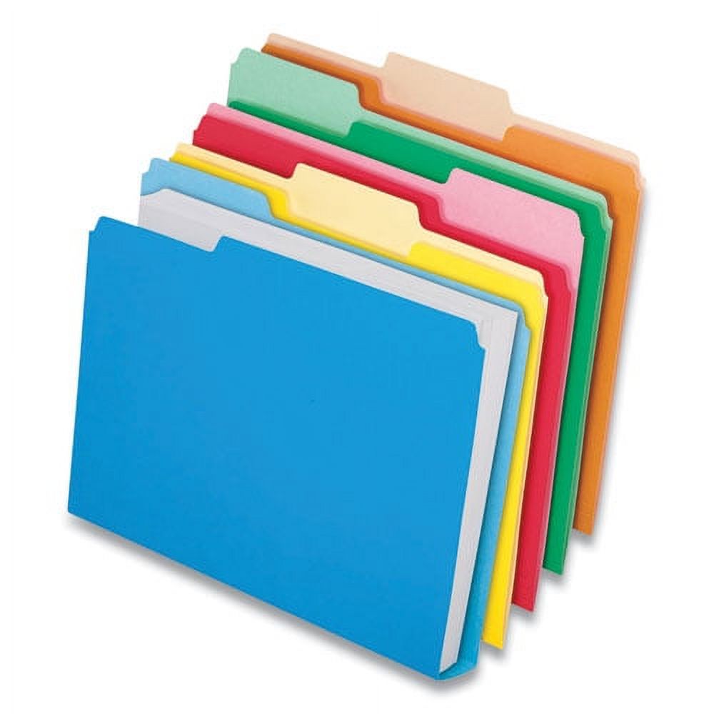 Double Stuff File Folders, 1/3-Cut Tabs, Letter Size, Assorted, 24/pack | Bundle of 5 Packs