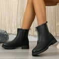 thumbnail image 5 of Xfvqtps Womens Flatform Ankle Boots with Front Zipper Chunky Sole Martin Booties Fashion Wide Width Comfortable Low Heel Shoes for Fall Winter Street Style Black, 5 of 9
