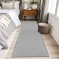 thumbnail image 5 of Gray 2x6 Kitchen Runner Rug, Farmhouse Burlap Solid Grey Color Modern Linen Texture Non-Skid Rubber Backing Large Rectangle Rugs - Living Room Bedroom Home Office, Indoor Floor Carpets Washable Rug, 5 of 9