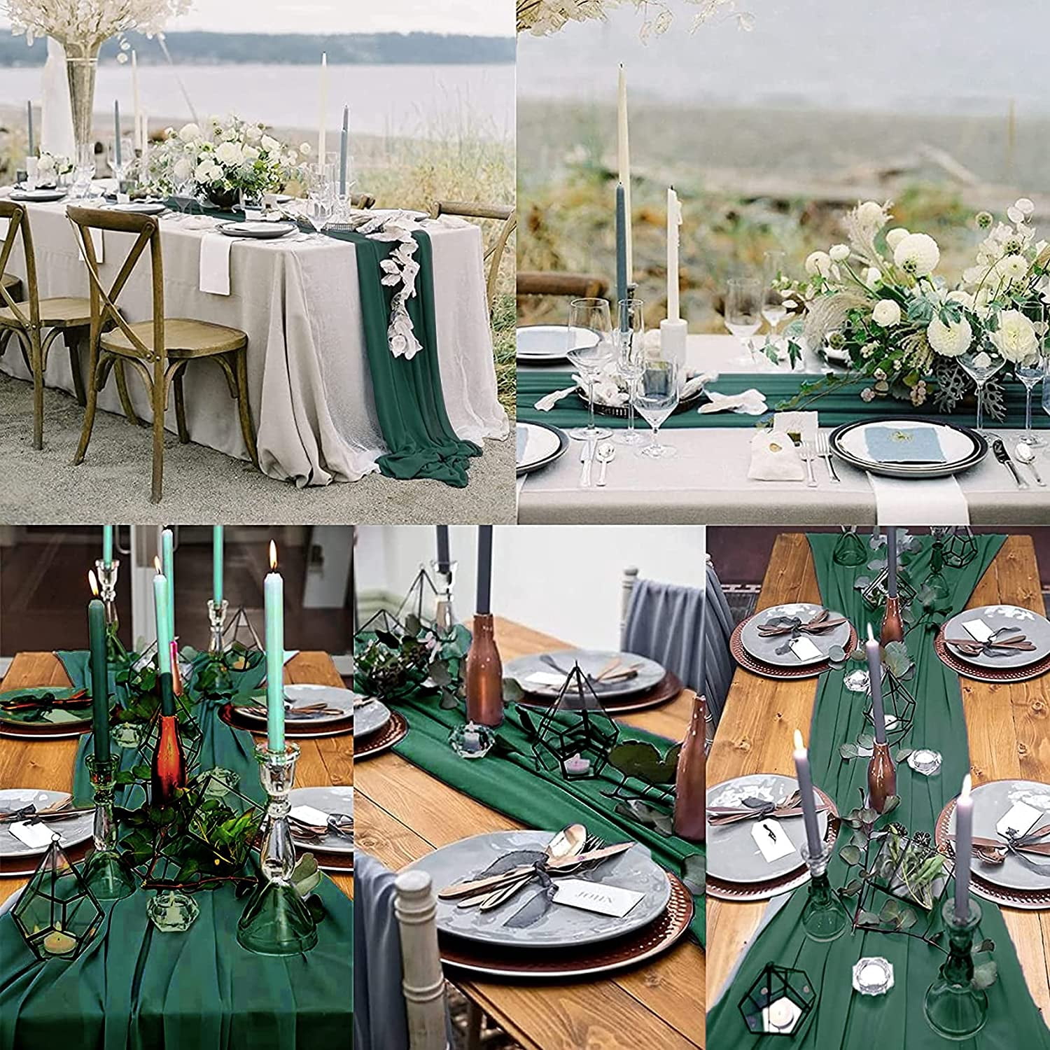 Wehilion Chiffon Table Runner Sheer Chiffon Table Runner Romantic Boho Rustic Wedding Table Runner for Wedding Birthday Party Decor Bridal Baby Shower Table Decoration