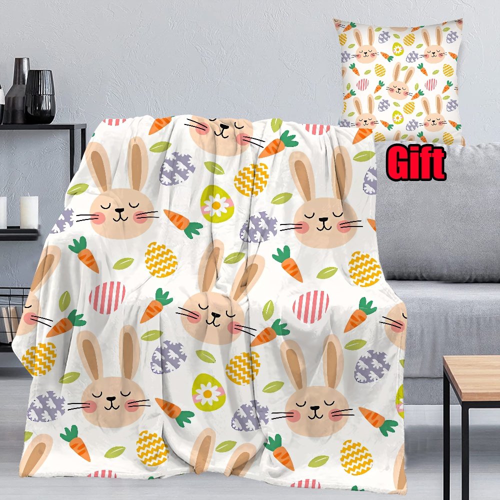 Easter Bunny Blanket With Pillowcases For Sofa Couch Plush Lightweight  Throws Bedding Greetings and Presents Throws Blanket For Kids Women Adults  - Walmart.com