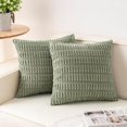 thumbnail image 1 of Chenchen Pack of 2 Corduroy Decorative Throw Pillow Covers 18x18 InchSoft Boho Striped Pillow Covers Modern Farmhouse Home Decor for Sofa Living Room Couch Bed（Sage Green）, 1 of 1
