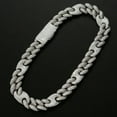 thumbnail image 3 of QQTDFG 20mm Miami Cuban Link Pig Nose Iced Flooded CZ Hip Hop Bracelet Necklace A9393-Silver-Necklace - 24" - 60 cm, 3 of 6