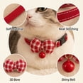 thumbnail image 4 of Kitten CollarwithBell, Bow Tie Cat Collar, Gingham Fabric, Adjustable, Breakaway Safety, Cat Bell, Metal D Ring, Quick Release Buckle, Red White Textile, 1 Pc, Young Felines,, 4 of 6