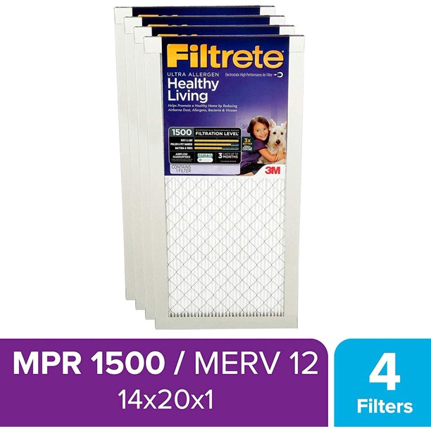Filtrete 14x20x1, AC Furnace Air Filter, MPR 1500, Healthy Living Ultra